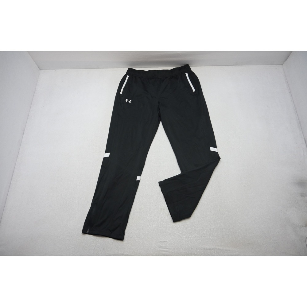 Under Armour Sweat Track Pants Mens Large Black w/Pockets Gym Running Athletic